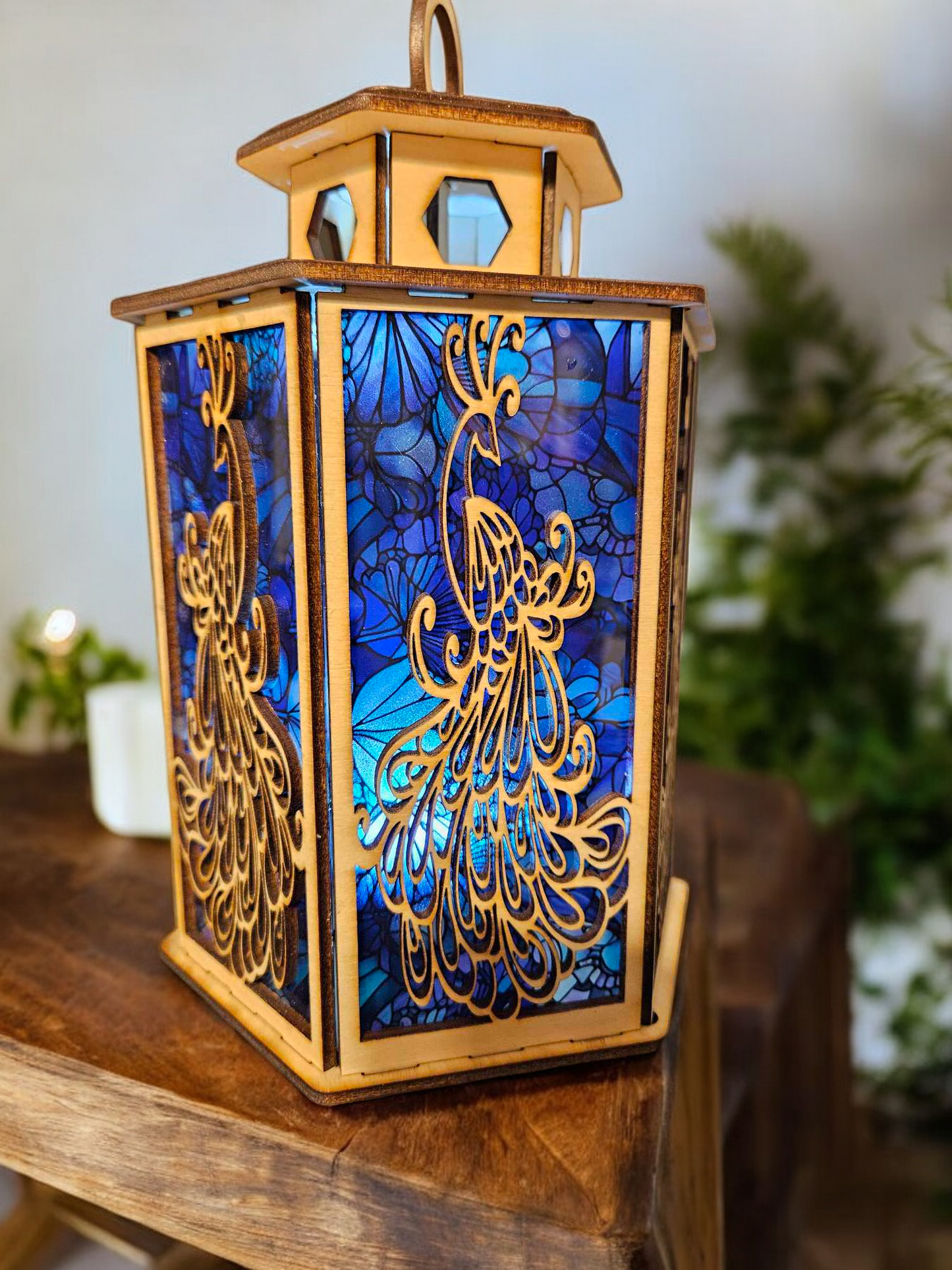 Blue Peacock Lantern