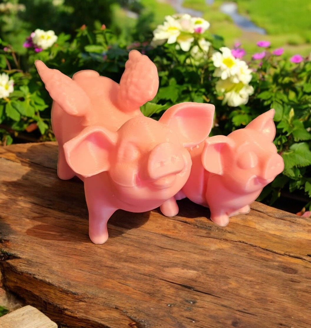 Mama Winged Pig with Baby